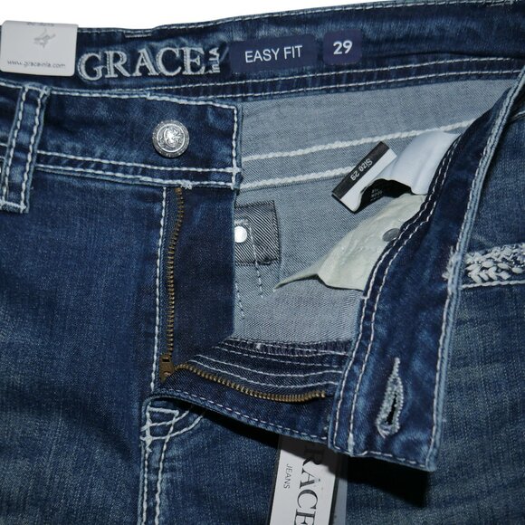 Grace In LA Womens Bootcut Jeans Size 29 x 34 Sequin Western Embroidered NWT - Picture 3 of 12